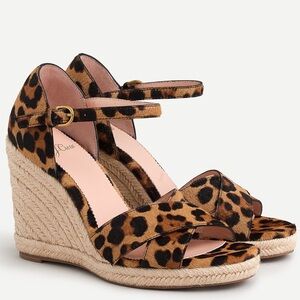 J CREW Jute wedge sandals in leopard calf hair size 11